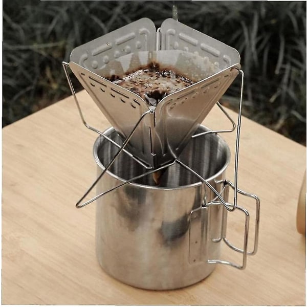 Hopfällbar campingkaffestativ, hopfällbar kaffedroppspis i rostfritt stål