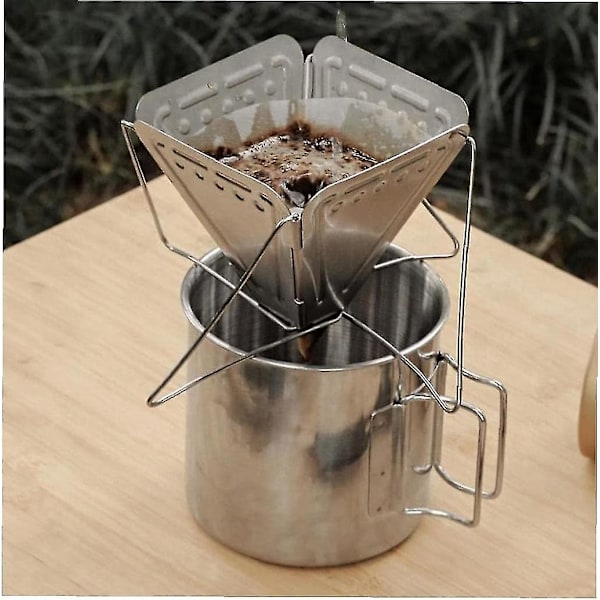 Sammenklappelig Camping Kaffe Dryp Stativ, Rustfrit Stål Foldbar Kaffe Drypper Komfur