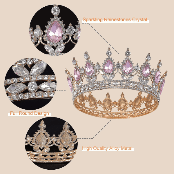 Barnedagsgave prinsessekroner og tiaraer til småjenter - krystall