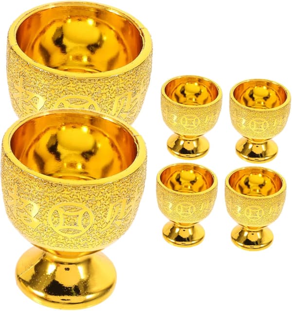 6 stk. offerkopp dekorative buddhistiske drikkeglass for tilbedelse tempelbruk multifunksjonell