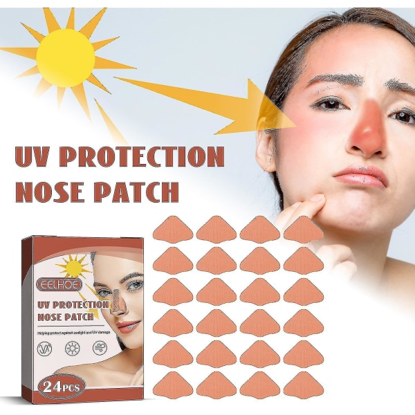 24 sæt Solbeskyttelse Næseplaster Ultraviolette stråler Beskyttelse Næsebetræk Til Mænd Kvinder Sport Garvning Udendørs Fff