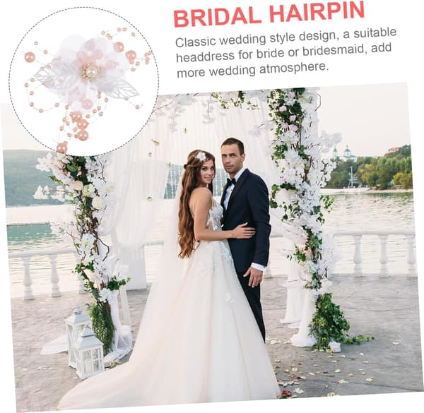 3 stk. brudeperleblomst hårnål bryllupshårtilbehør til kvinder perlehårnål perlekæde til brudefeststyling