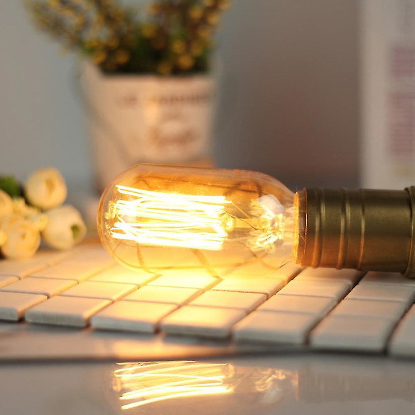 4 stk. T45 220v 40w Lampe Antik Retro Lyspære (Guld Top Og Bund)