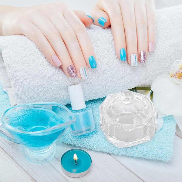Krystal kop til neglekunst glasbeholder låg til neglevæske til manicure