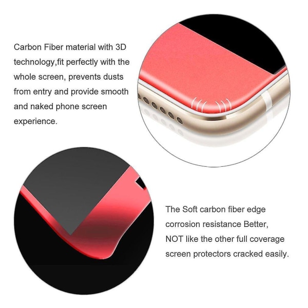 3D fullskjerm karbonfiberglass for iPhone7 7 Plus