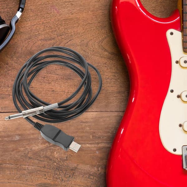 3-meters USB Gitarr Bas till USB Länkkabel Elgitarr Omvandlarkabel Koppar PVC Material