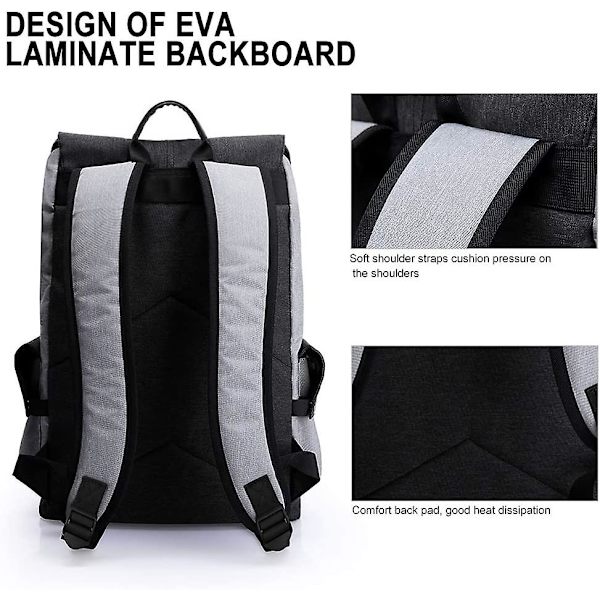USB-port Laptop Ryggsäck Kvinnor Män Dagryggsäck Skolryggsäck För 15,6 Tums Bärbar Dator