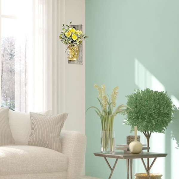 2 stk Rustikke Vægsconces Mason Jar Sconces Håndlavet Væghængt Design Med Fjernbetjening LED Feelygter Og Hvid Peon