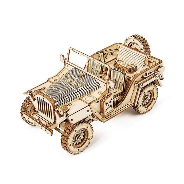 3D Pussel Rörlig Armé Jeep Monteringsleksak Present För Barn Vuxna Trämodell Byggstenssatser