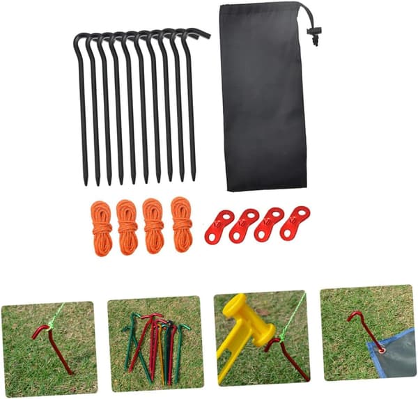 Campingplugger Teltplugger Sett, Jordplugger i Aluminiumslegering med Oppbevaringspose