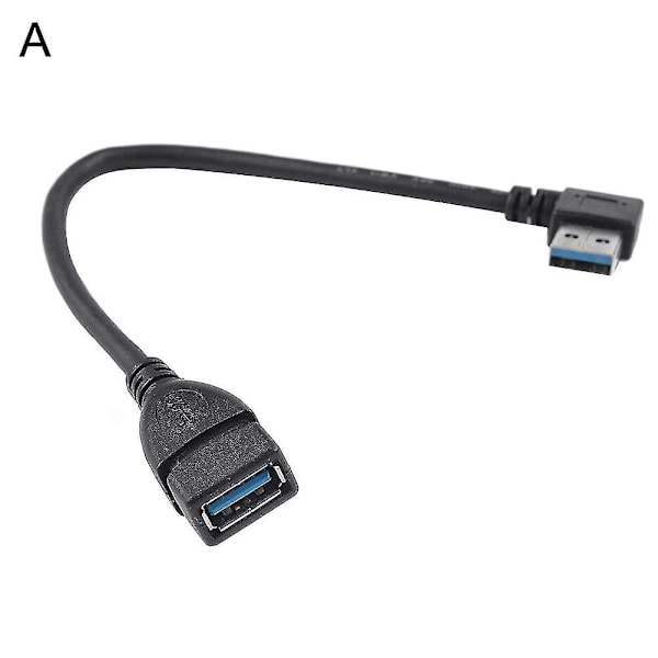 USB 3.0 -tyyppinen 90 asteen kulmassa oleva uros-naaraskäyttöinen jatkokaapeli F