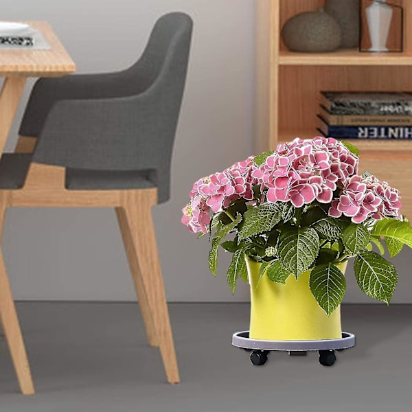 Rullvagn för runda blomkrukor, tungt utförande, mobil växtställning med universalhjul, inomhus eller utomhus