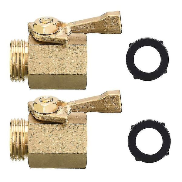 -2-pack 3/4 tum Tunga Mässing Trädgårdsslang Avstängningsventiler Med 2 Slangbrickor