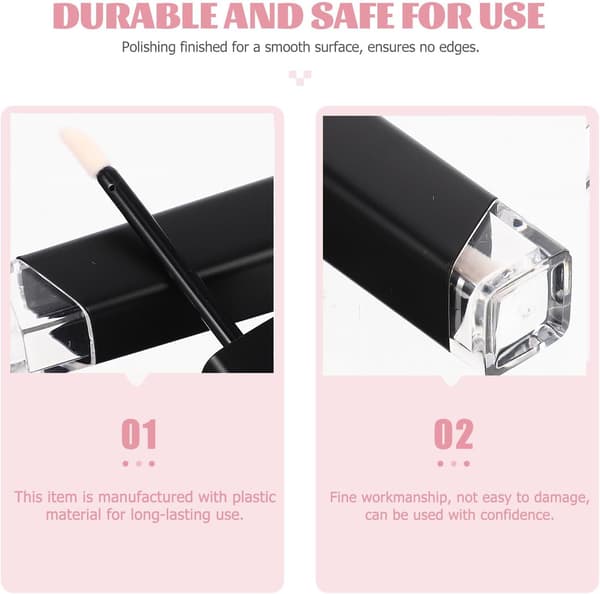 Plastikk Lipgloss-tuber 4 stk. påfyllbare tomme beholdere 5G lokk for kvinner DIY