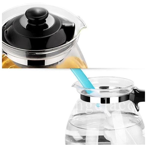 Stor Klar Borosilikat Glas Tekande Rustfrit Stål Infuser 2300ml
