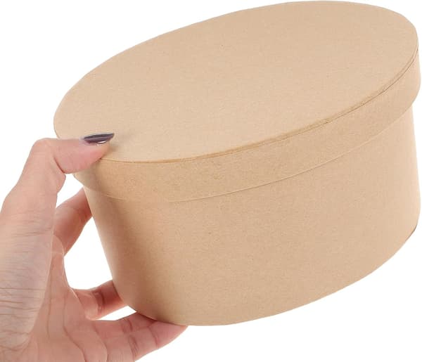 Oval Kraftpapir Kakeboks 18x13x10cm, Multifunksjonell Papir Kakebeholder