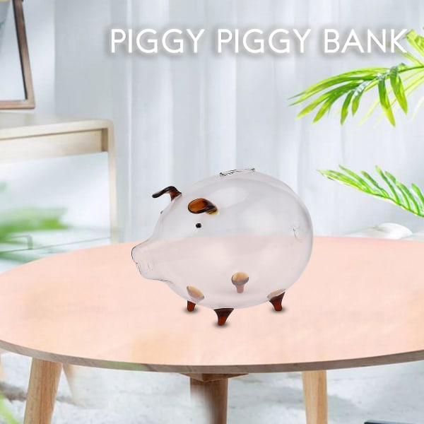 Spisgris Spargrisa Pengburk Mynt Sparlåda Söt Transparent Glas Souvenir Födelsedagspresent För Barn