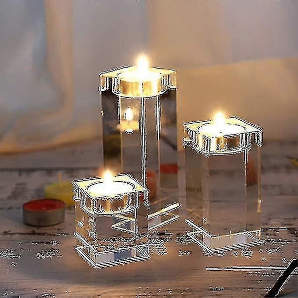 6 Storlekar/Ljusstake Ljusstakehållare Klar Glas Ljusstakehållare 50*50*80mm