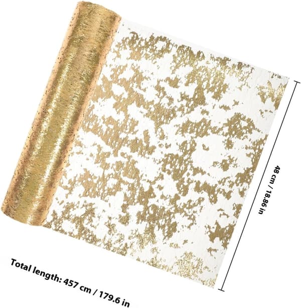 Gyllen Bronzing Bordløper for Bryllup og Spisebord Dekor Polyester Materiale