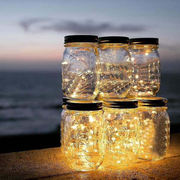 Udendørs Solglas Mason Jar med Integreret Solpanel og LED-lys