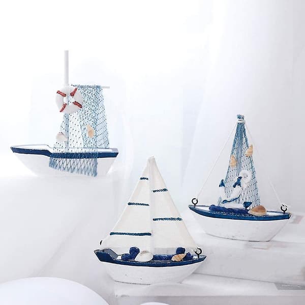 Mini Dekorativ Trebåt Modell 4.3'' Seiling.
