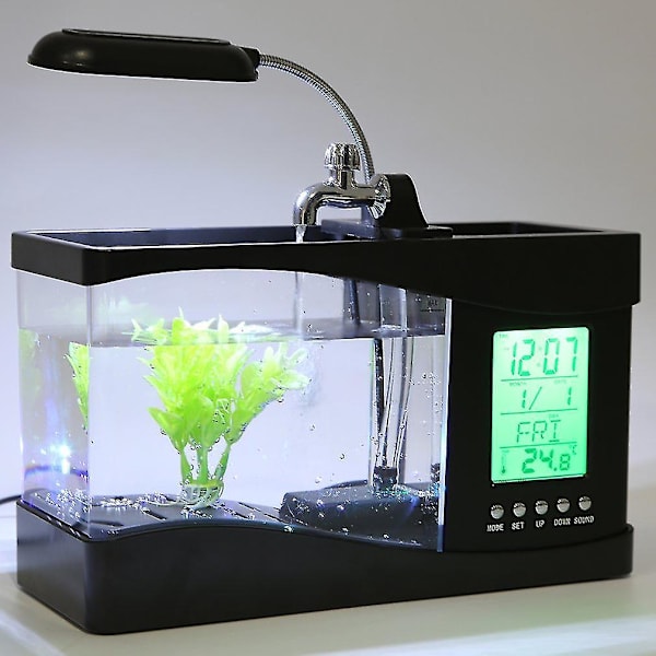 USB Desktop Mini Akvarium LCD Timer Ur & LED
