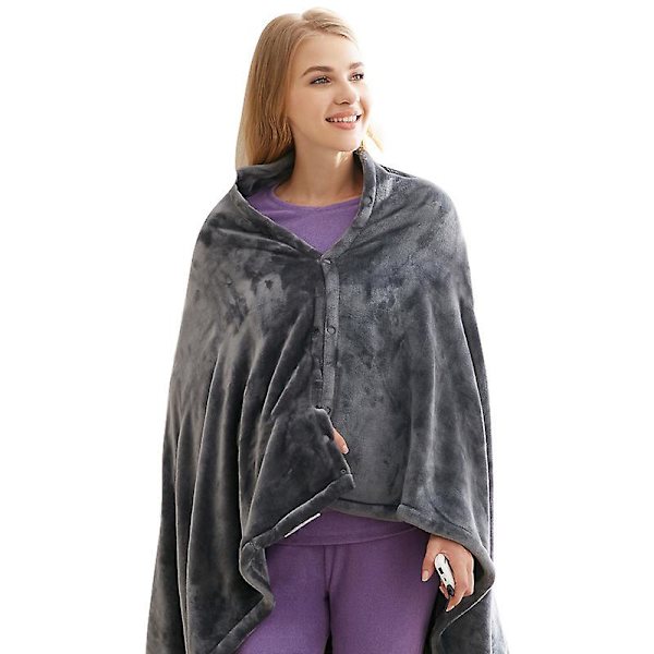 Elektrisk Teppe Oppvarmet Pledd Varmt Sjal - 150 X 85cm Flanell Oppvarmet Teppe - Grå Varme Teppe
