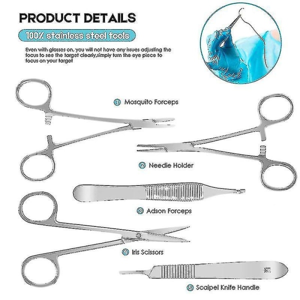 Komplett Suture Kit för Studenter, inklusive Silikon Suture Pad och Suture Verktygspraktik Suture Kit F
