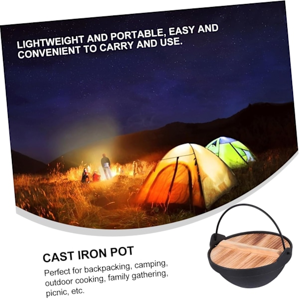 Utomhus Matlagningsgryta Gjutjärn Hot Pot Lock Multifunktionell Gryta Lätt att Rengöra Camping Köksredskap