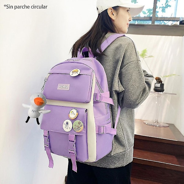6-pack Fashion Travel Tote Skolpennalfodral Gåspuppa Casual Ryggsäck Set Purple