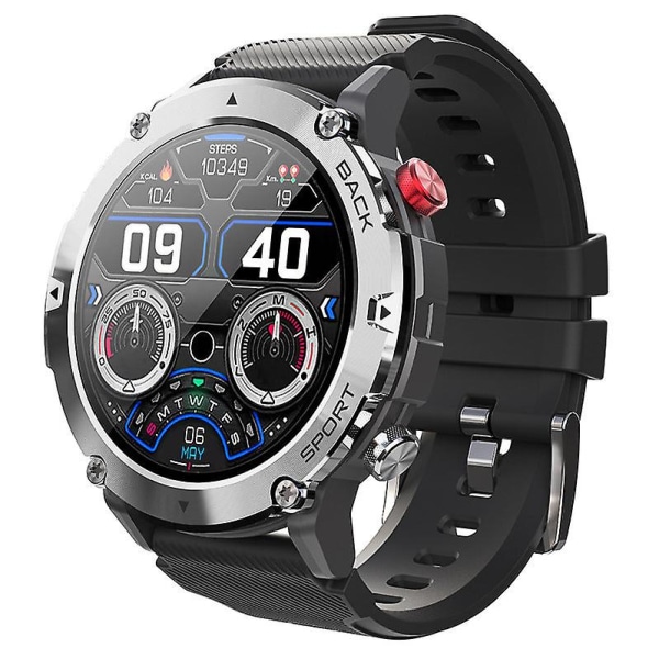Bluetooth-samtal Smartwatch Utomhus Trefaldig Skydd Röstassistent Vattentät Hjärtfrekvens 1.32-tums Klocka Black