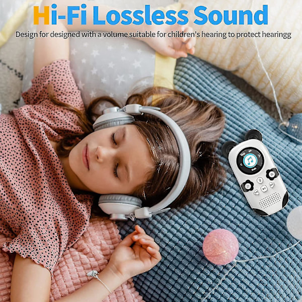 Sööt Pandakarhu MP3-soitin Kaiuttimilla Lapsille 32 Gt Bluetooth 5.0 MP3-soitin Tukee Enintään 128 Gt TF-korttia Kannettava Lossless Hifi Urheilusoitin