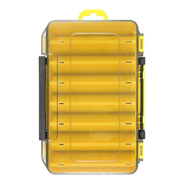 Opbevaringsboks til fiskeagn Dobbelt-lags fiskelokkeboks til opbevaring af fiskegrej (2 stk, gul)