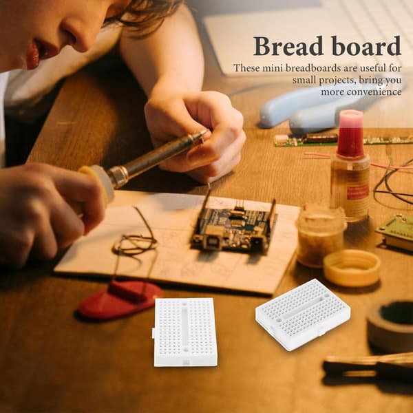 6 stk. Mini Loddefri Breadboards Eksperimentsæt Perforerede Printplader Hvid