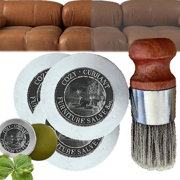 Möbelbalsam för Läder, Läderbalsam för Möbel, Lädermöbelbalsam och Borste, Möbelbalsamborste, Möbelbalsam för Trä 3pcs