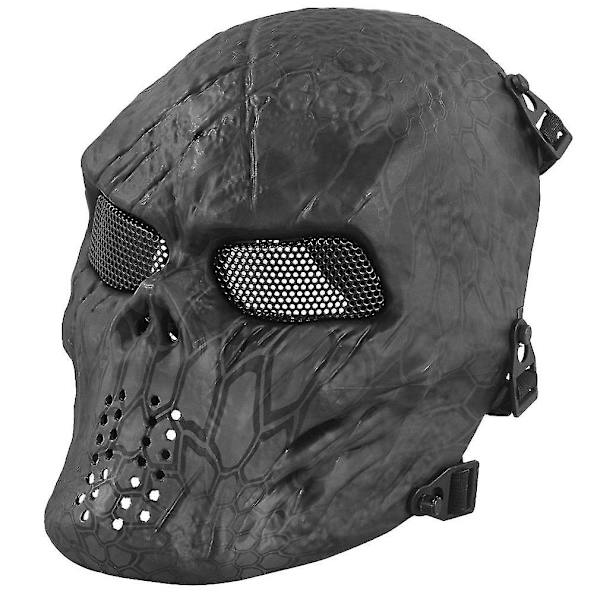 Fältmask Svart Man Helansikte Skalle Riddare Masker