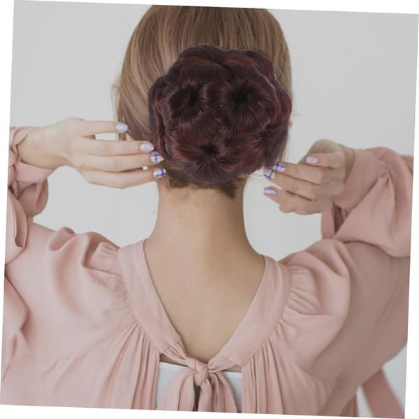 Hårbolleklips til kvinder Damer Syntetisk Hår Updo Klips Blomsterdesign til Daglig Brug