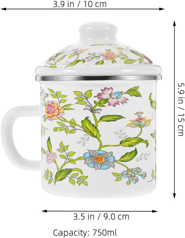 750 ml emaljekaffe-tekopp med sklisikkert håndtak, ikke lett å deformere, stilig, solid drikkekopp