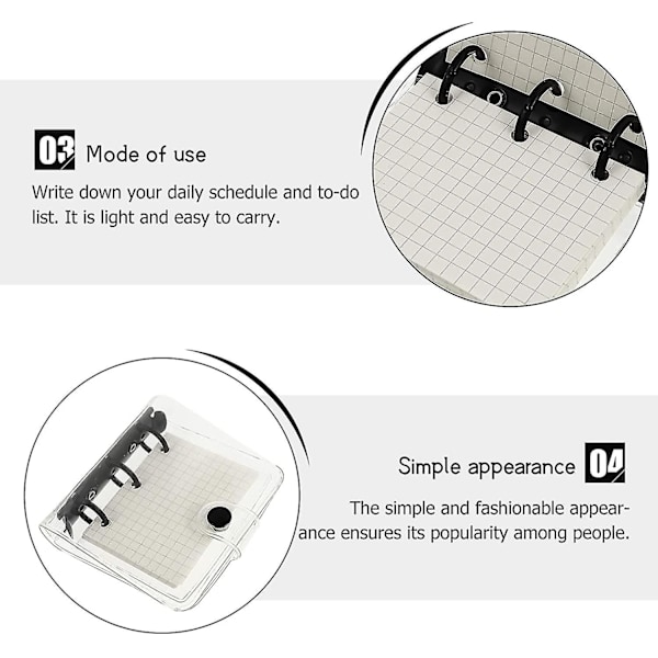 1 Sæt Mini Memo Pads Notesbog Håndbog Med Rutepapir Indvendigt Transparent Omslag