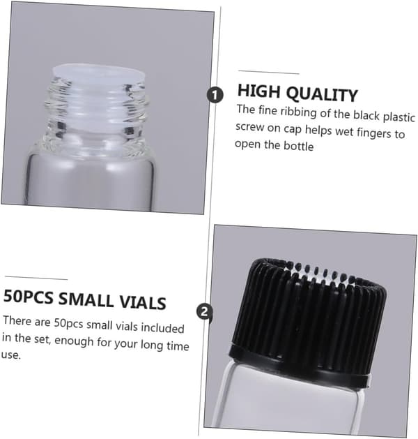 50 st 2 ml påfyllningsbara glasflaskor läckagesäkra provflaskor med lock för förvaring av kosmetisk lotion på resan