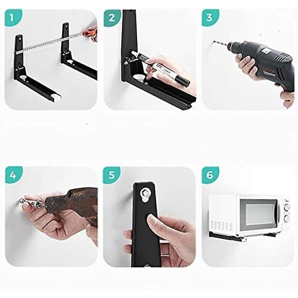 2 stycken mikrovågsugnsställ med arm, stålställ för mikrovågsugn, väggmonterat mikrovågsugnsställ