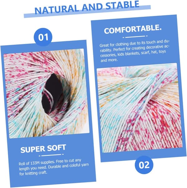 1 rulle gradient bomullsstickgarn 13 för DIY handstickning och virkning bomullstråd