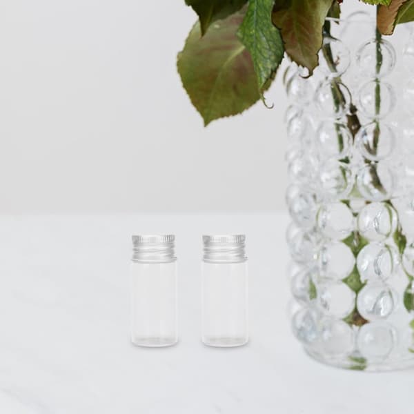 24 st 15 ml klara glasflaskor, liten vätskeprovflaska med skruvkorkar