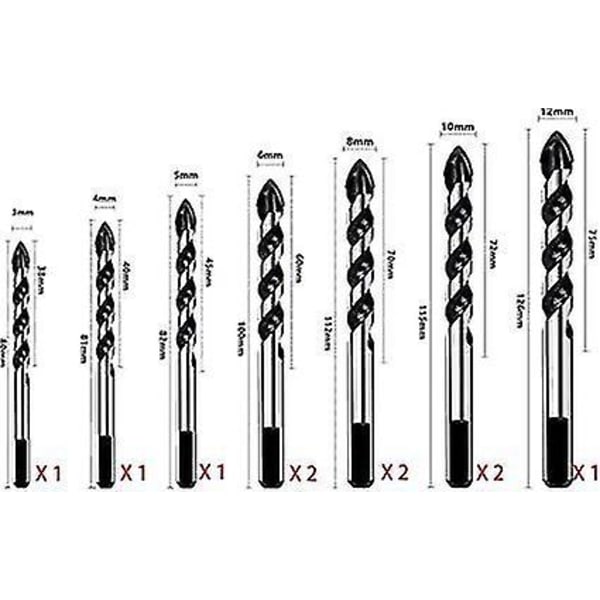 10 Pak Murstensbor Tungsten Carbide Tip Trekantbor