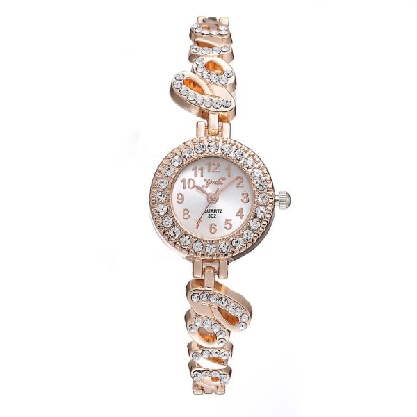 Women's Creative Love Full Diamond Quartz Set Watch Women's Quartz Watch Bits Silver