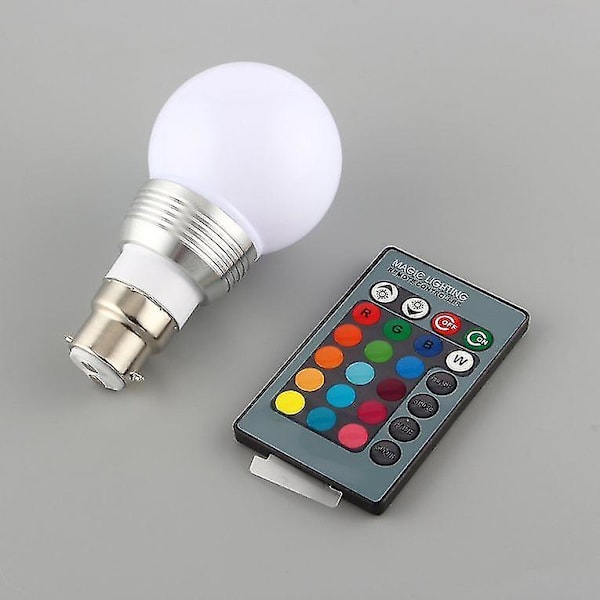 3W B22 16 Värillinen RGB LED-Lamppu Polttimo Kaukosäätimellä