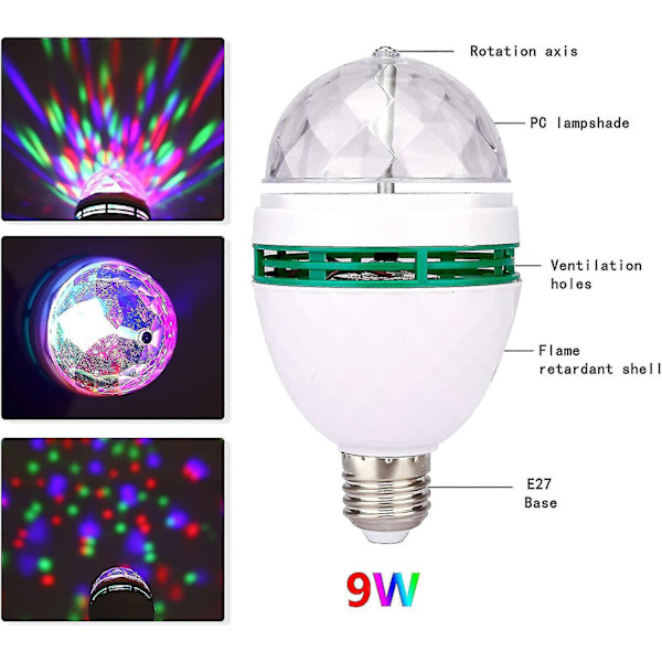 LED Fargerik Roterende Lys Krystall Liten Magisk Kule Scene Lys Blits Lys Liten Pære Lys Hjem KTV Farge Skiftende 1 stk