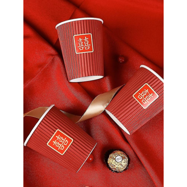 100kpl/pakkaus 250ml Wedding Paper Cups Punainen kertakäyttökuppi