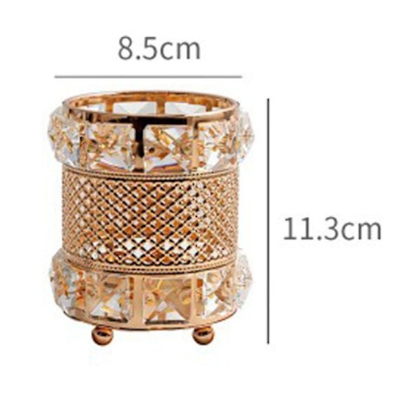 Krystall Kosmetikk Display Organizer, Sminkepenselholder Og Smykker Gold