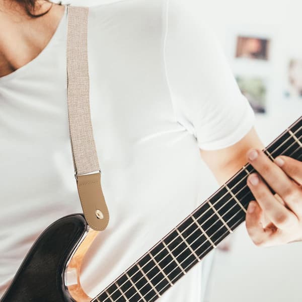 Gitar Solid Skulderrem Justerbar for Beige Bomull og Lin Materiale Belte Egnet Akustiske og Elektriske Gitarer